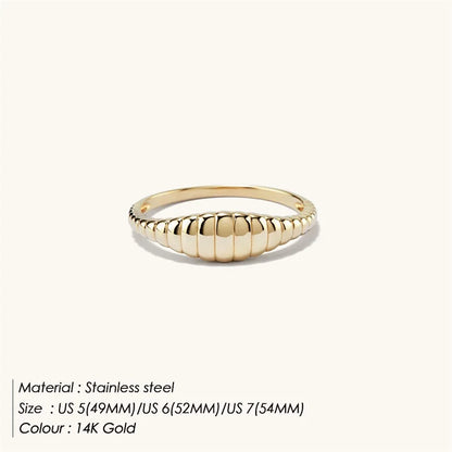 Modessie Simple Fashion Style Texture Ring Stainless Steel Tail Ring