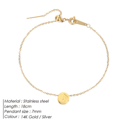 Modessie Stainless Steel Chain Bracelet – Gold or Silver Plated with Round Charm – 20 Design Options