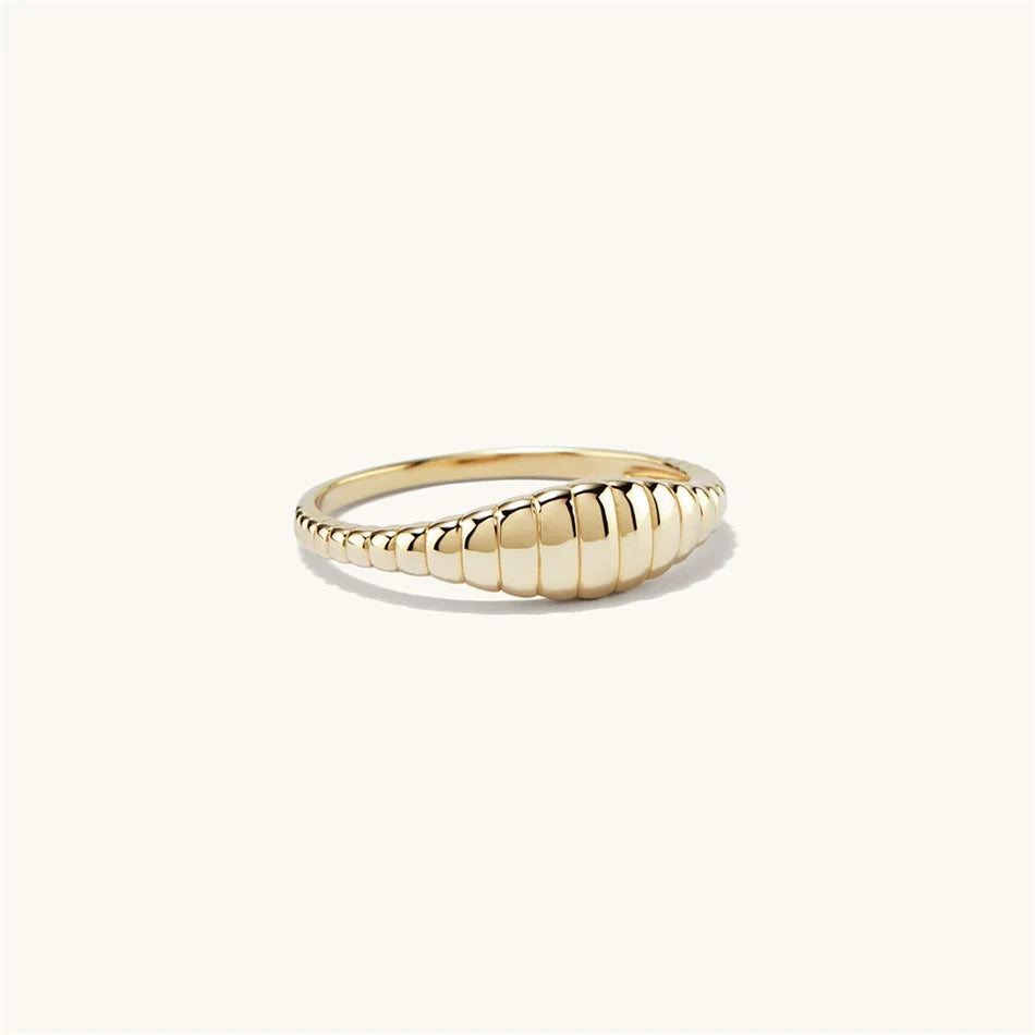 Modessie Simple Fashion Style Texture Ring Stainless Steel Tail Ring