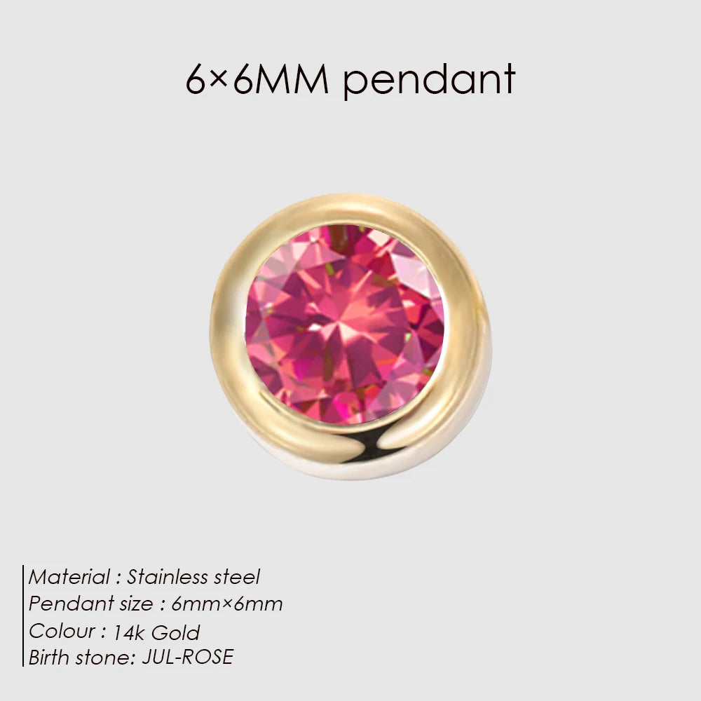 Modessie Stainless Steel Charm Rhinestone Necklace Pendant Fashion 12 Colors Birthstone For Jewelry Making Women DIY Accessories