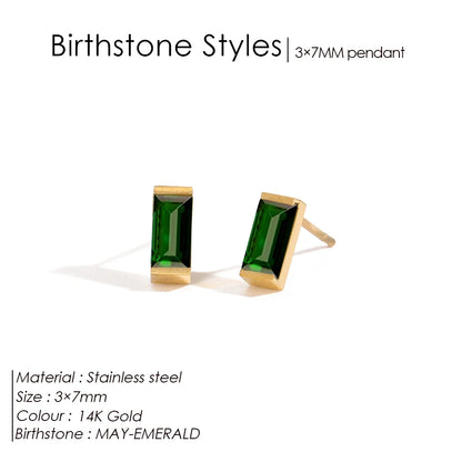 Modessie Stainless Steel Gold-Plated Colorful Birthstone Earrings High-end Rhinestone Jewelry