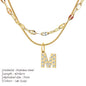 Modessie Double Stainless Steel Round Snake Chain Necklace Light Luxury Zirconia Alphabet Pendant A-Z High-end Fashion Jewelry