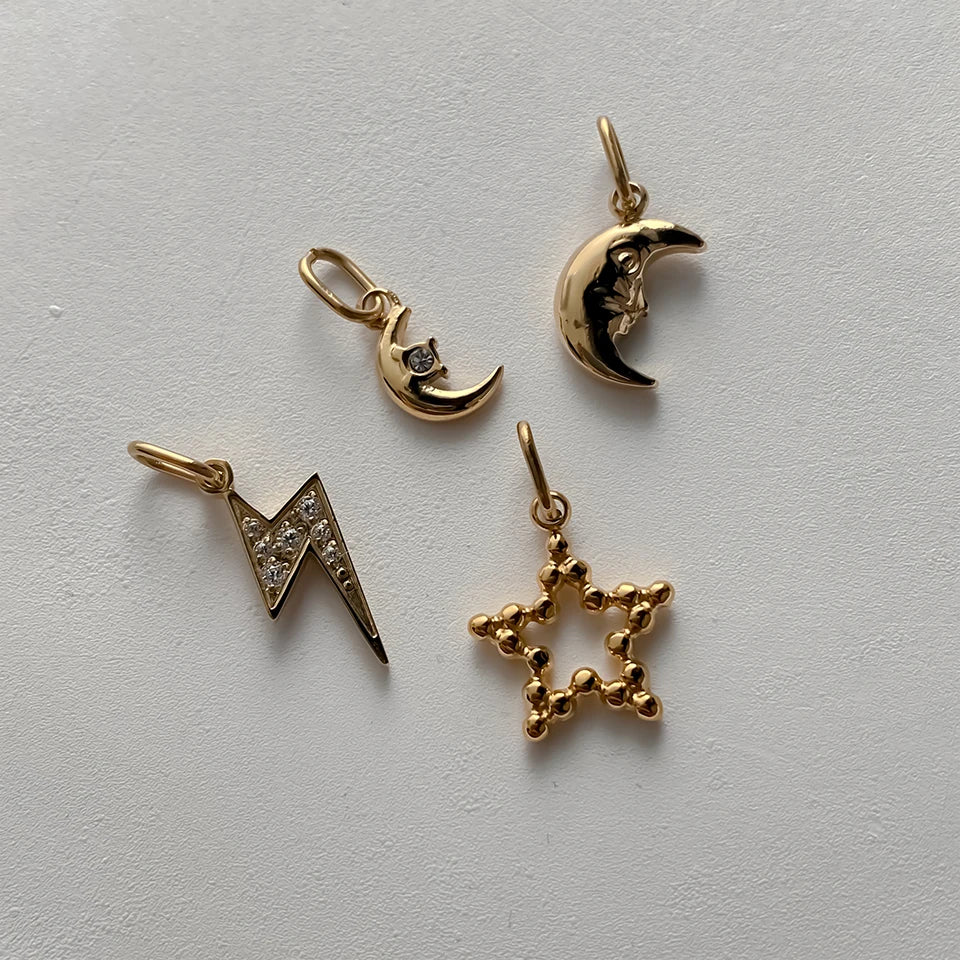 Modessie Star Sun Pendant Charms for Earrings Necklace Making Supplies Stainless Steel Gold-Plated  Diy