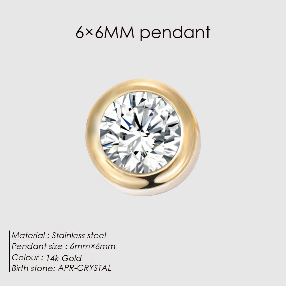 Modessie Stainless Steel Charm Rhinestone Necklace Pendant Fashion 12 Colors Birthstone For Jewelry Making Women DIY Accessories