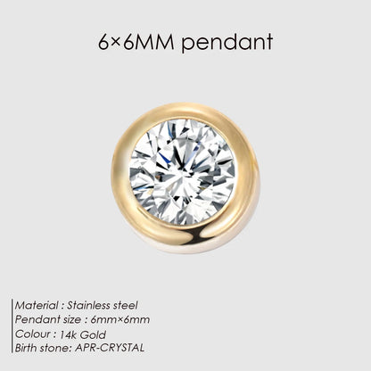 Modessie Stainless Steel Charm Rhinestone Necklace Pendant Fashion 12 Colors Birthstone For Jewelry Making Women DIY Accessories