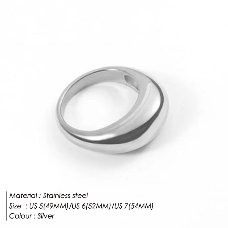 Modessie Fashion Simple Stainless Steel Rings for Women Arc Rings Jewellery Geometric Ring Size 5 6 7 8