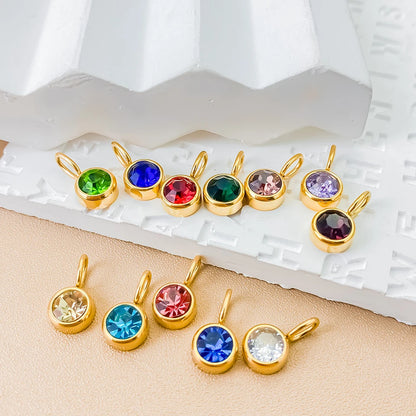 Modessie 12 Color Birthstone Pendant Month Zirconia Necklace Color Stone Accessories Birthday Gift