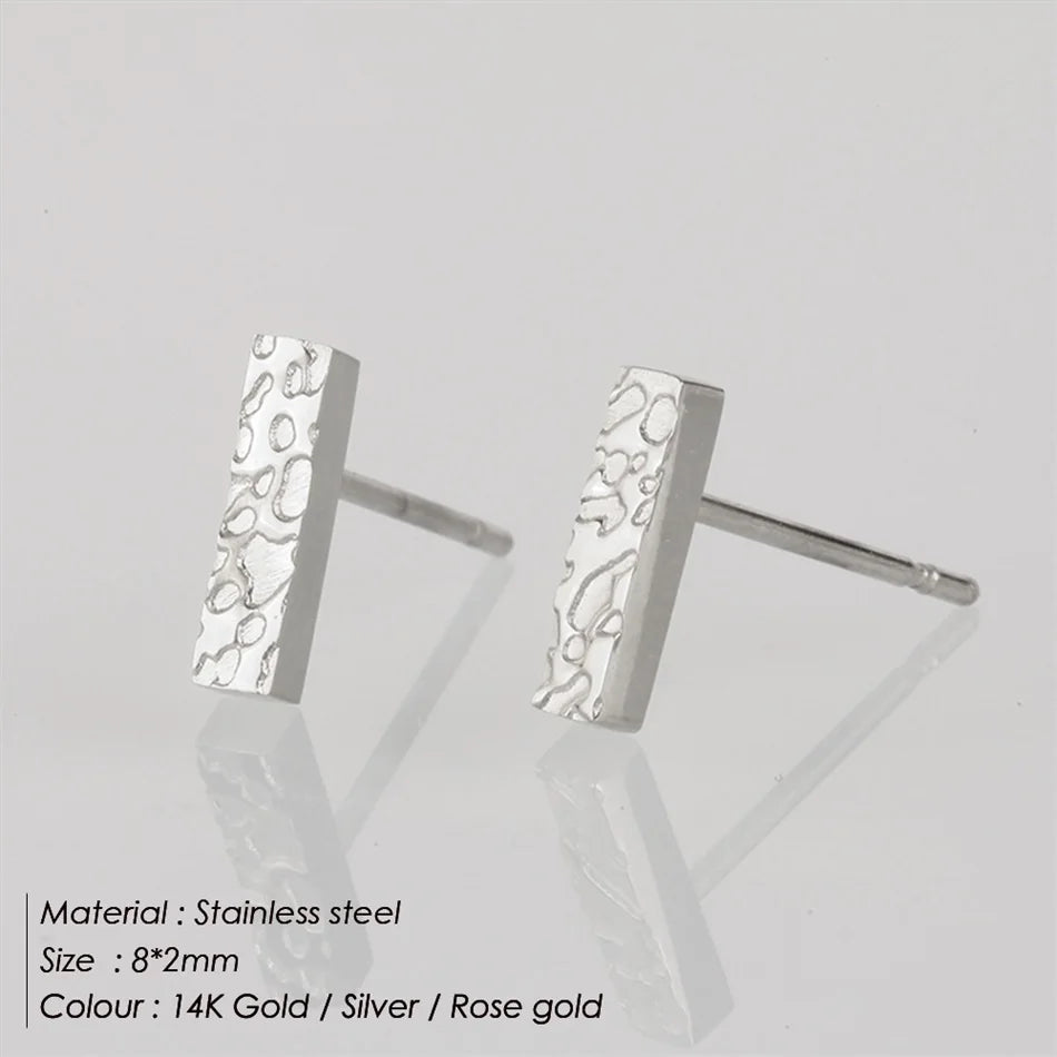 Modessie Trendy Small Geometric Stud Earrings for Women Cool Tiny Stainless Steel Square Earrings Fashion Jewelry