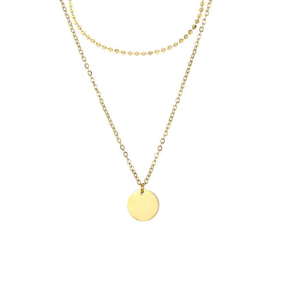 Modessie 2 Pcs Layered Necklace Women Not Darken Pendant Necklace Real 316L Stainless Steel Necklace  Chokers Jewelry