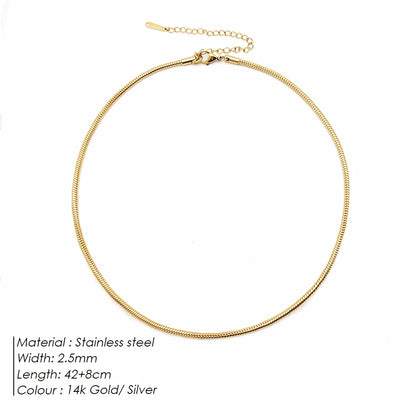 Modessie Snake Chain Choker Stainless Steel Necklace Minimalist Collar For Women Man Jewelry
