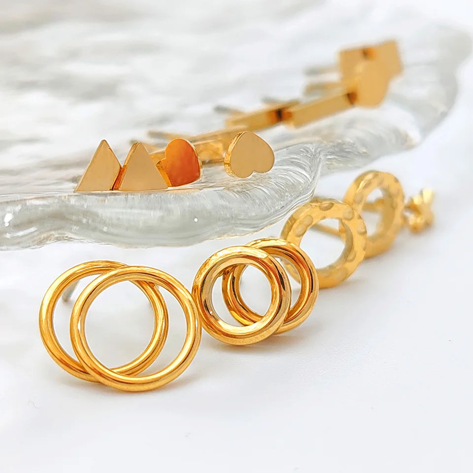 Modessie Girls Stainless Steel Stud Earrings for Women Office Small Round Earring Studs Minimalist Jewelry