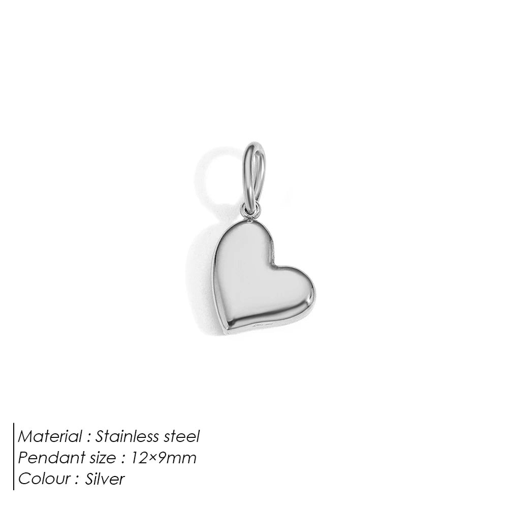 Modessie New Fashion Three-dimensional Tassel Heart Charm Pendant Stainless Steel Gold-Plated Necklace Homemade Accessories