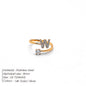 Modessie Classic Fashion Jewelry A-Z 26 Letters Ring Simple Stainless Steel Shiny Zirconia