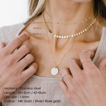 2 PCS Modessie Choker Necklace Women Not Darken Real 316L Stainless Steel Necklace for Women Chain Necklace Fashion Jewelry