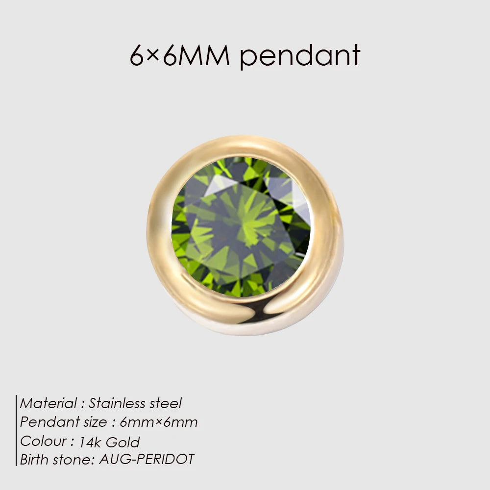 Modessie Stainless Steel Charm Rhinestone Necklace Pendant Fashion 12 Colors Birthstone For Jewelry Making Women DIY Accessories