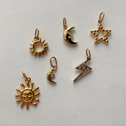 Modessie Star Sun Pendant Charms for Earrings Necklace Making Supplies Stainless Steel Gold-Plated  Diy