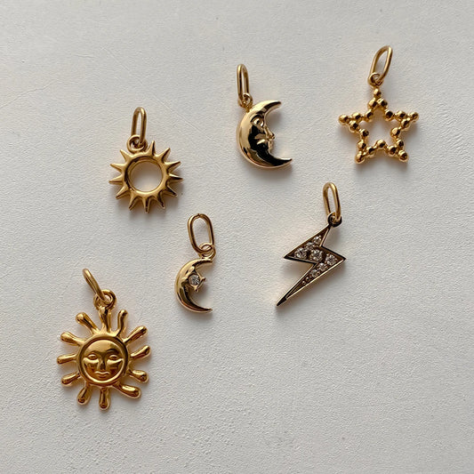 Modessie Star Sun Pendant Charms for Earrings Necklace Making Supplies Stainless Steel Gold-Plated  Diy