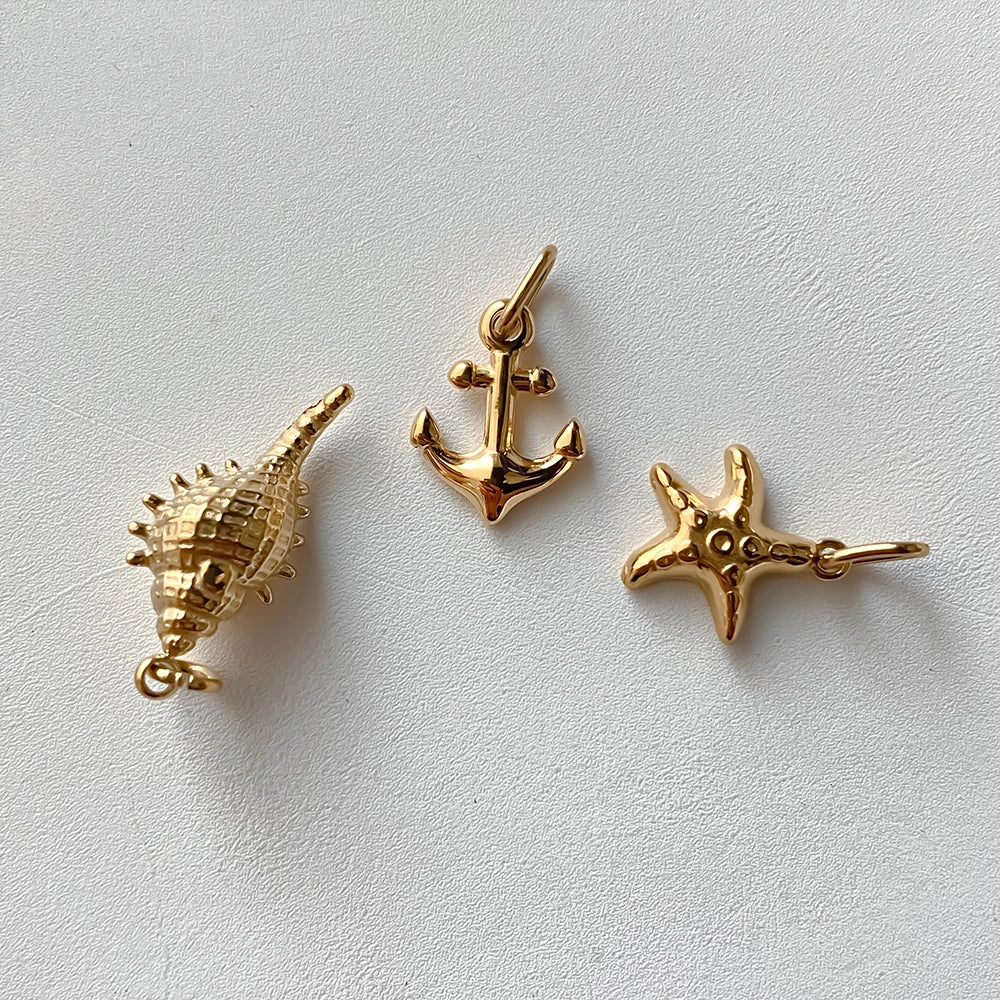 Modessie Fashion Marine Animals Charms Shell Fish Tail Hippocampus Japonicus Stainless Steel Pendants For Jewelry