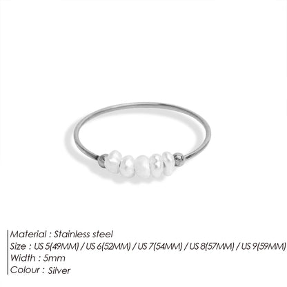 Modessie Fashion Freshwater Pearls High Quality Stainless Steel Gold-Plated Round Rings Holiday Jewelry