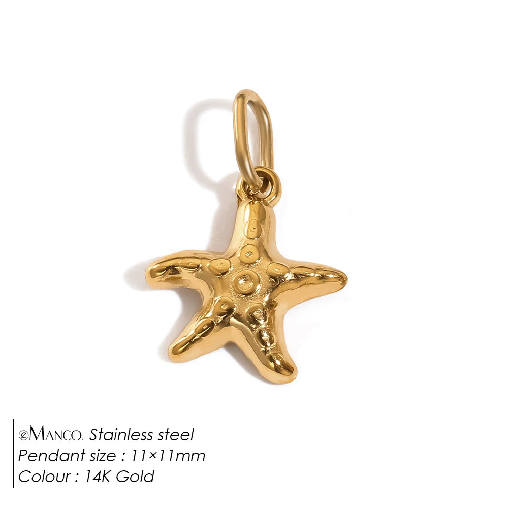 Modessie Fashion Marine Animals Charms Shell Fish Tail Hippocampus Japonicus Stainless Steel Pendants For Jewelry