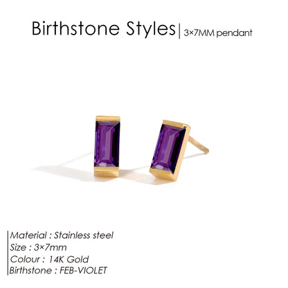 Modessie Stainless Steel Gold-Plated Colorful Birthstone Earrings High-end Rhinestone Jewelry