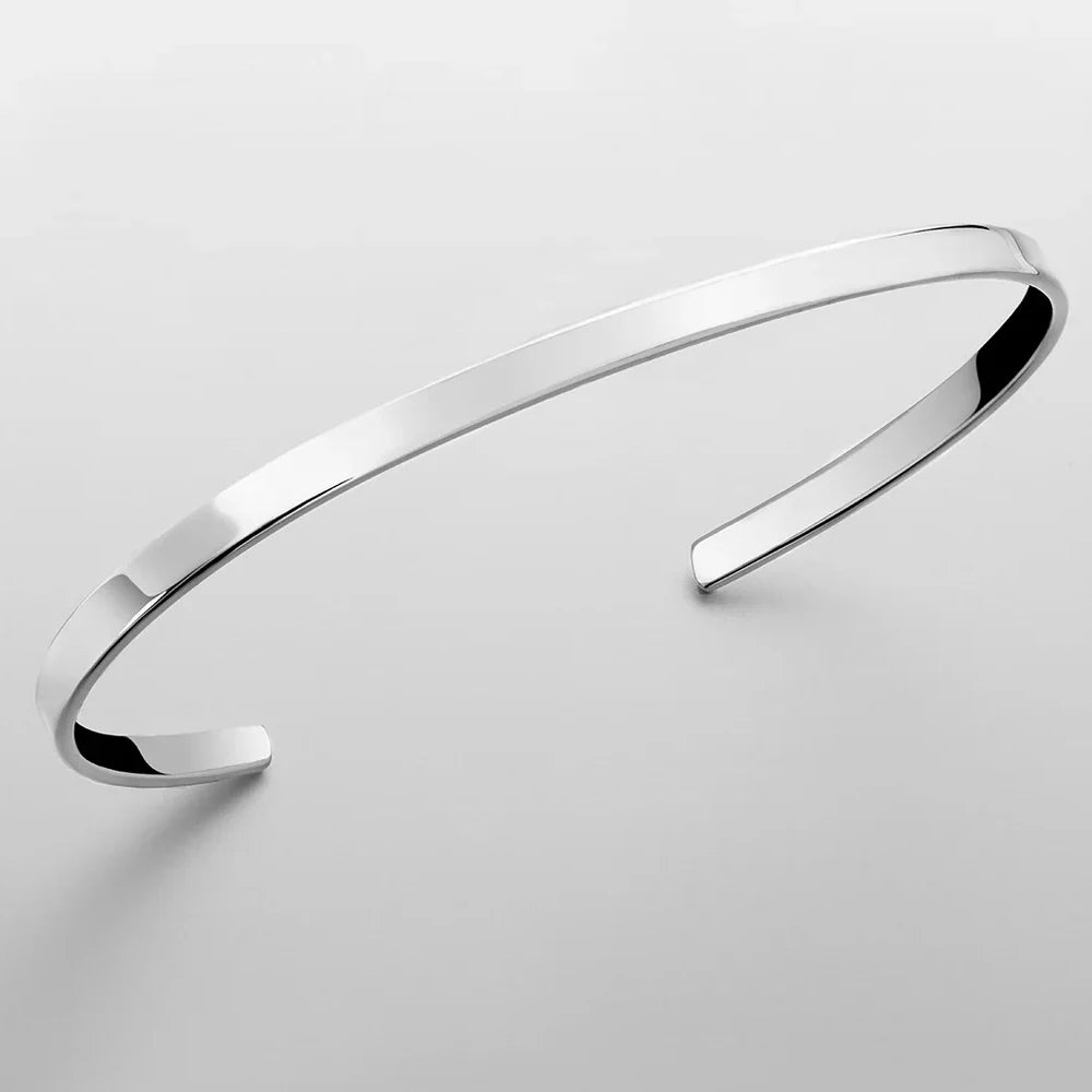 Modessie Simple Unisex Paragraph Cuff Stainless Steel Platinum Bracelet for Men's Light Luxury High Quality Simple Accessories