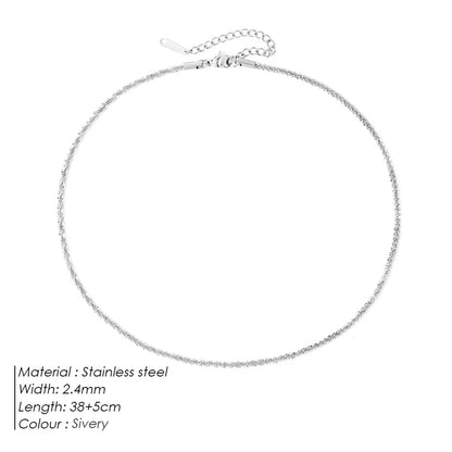 Modessie New Popular Silver Colour 2.4MM Sparkling Clavicle Chain Choker Necklace For Women Fine Jewelry