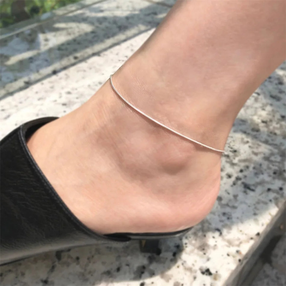 Modessie Snake Chain Anklet Stainless Steel  Adjustable Chain Ankle Gifts for Women Girls Jewelry Accessories
