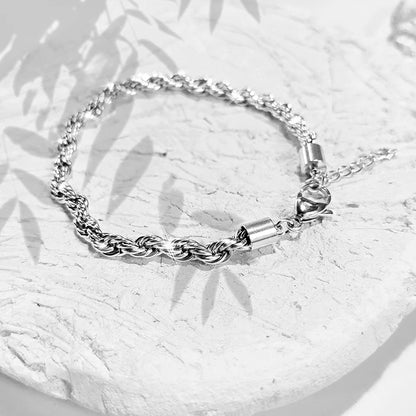 Modessie Silver Color Rope Chain Link Anklets Stainless Steel for Women Foot Accessorie Summer Beach Barefoot Sandals Bracelet