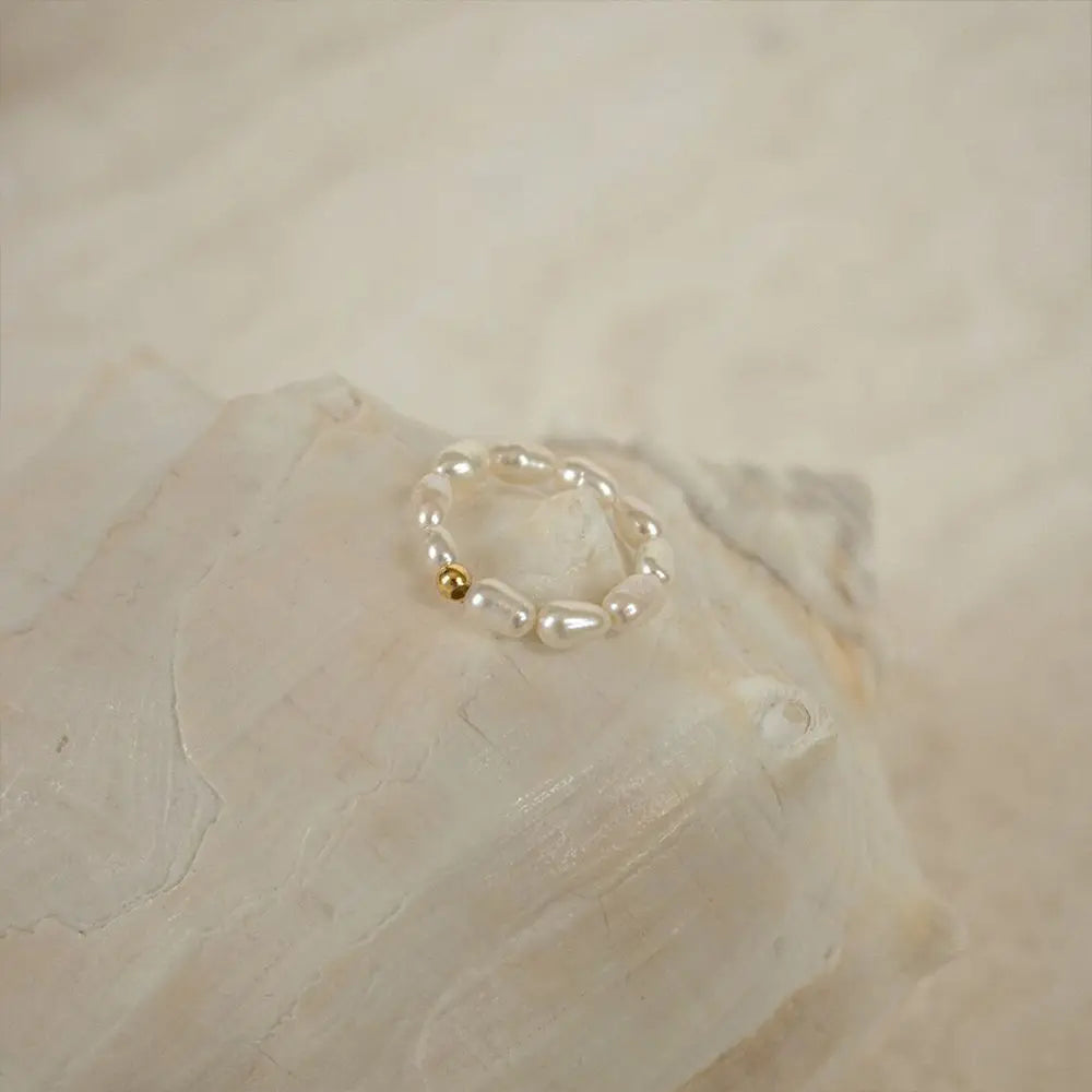 Imitation Pearl Minimalist Pearl Finger Ring White Round Pearl Ring