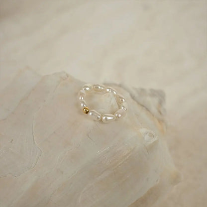 Imitation Pearl Minimalist Pearl Finger Ring White Round Pearl Ring