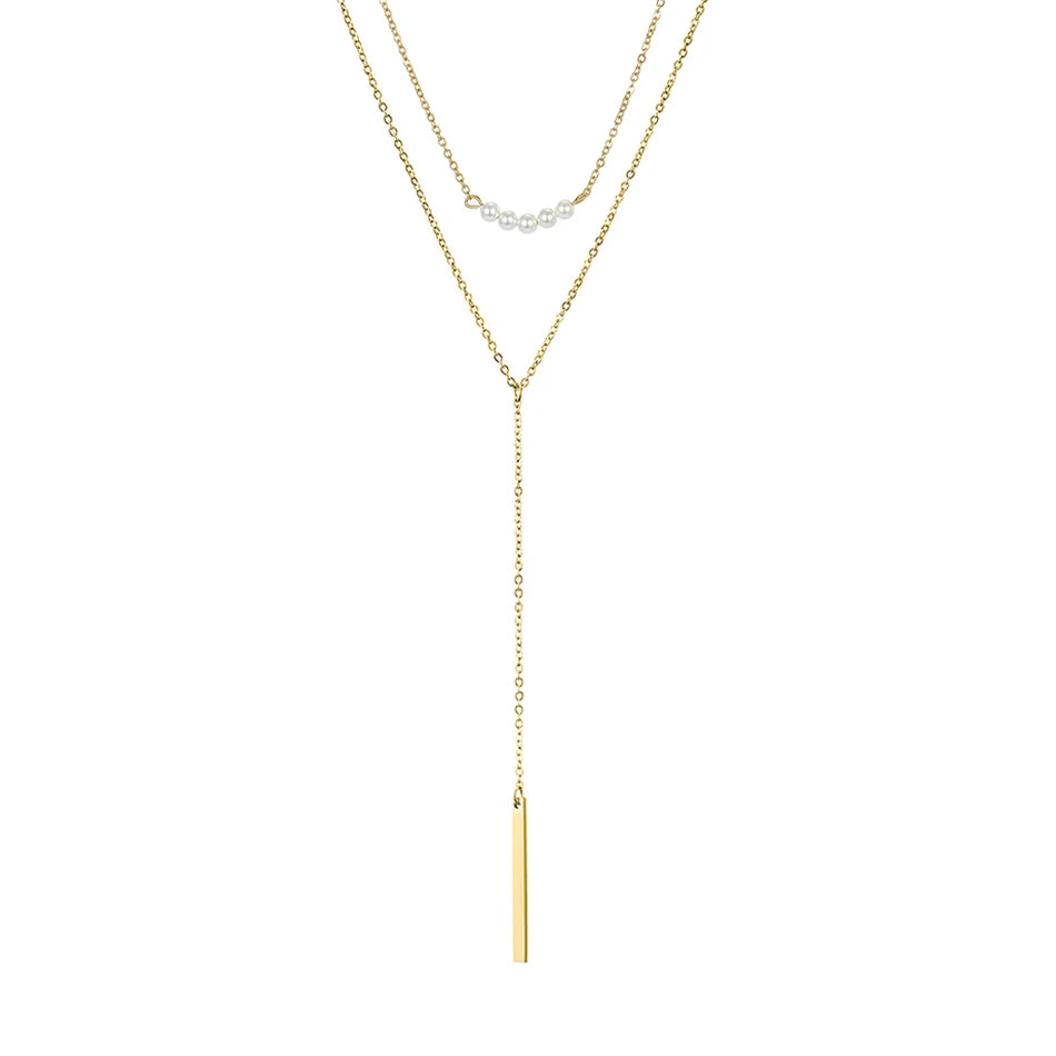 Modessie Multi Layered Choker Necklace for Women Stainless Steel Necklace Women Statement Pendant Necklace Jewelry 4 Pcs