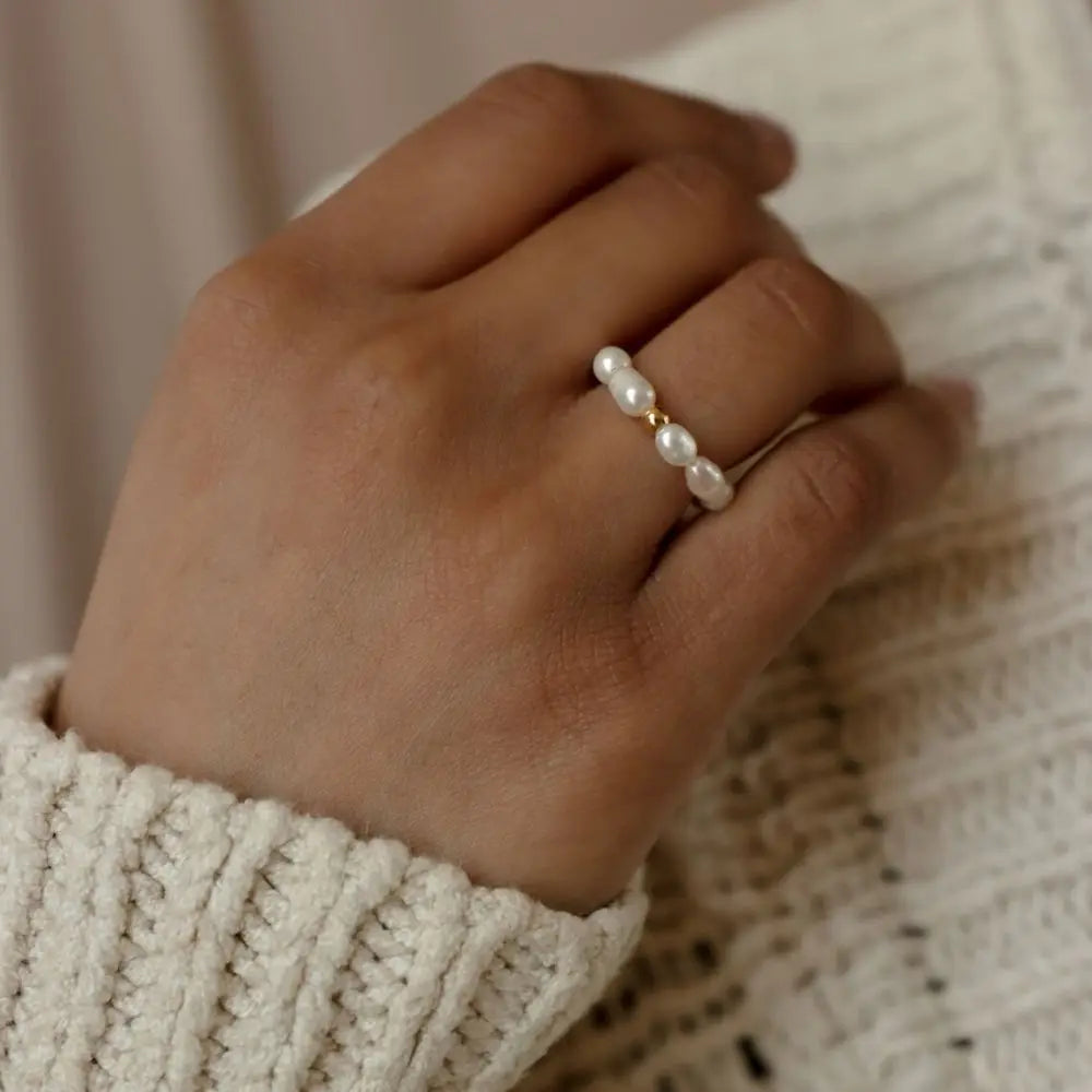 Imitation Pearl Minimalist Pearl Finger Ring White Round Pearl Ring