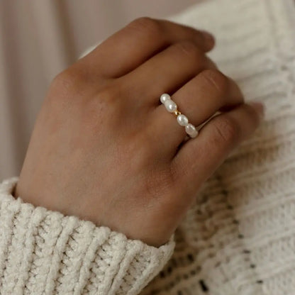 Imitation Pearl Minimalist Pearl Finger Ring White Round Pearl Ring