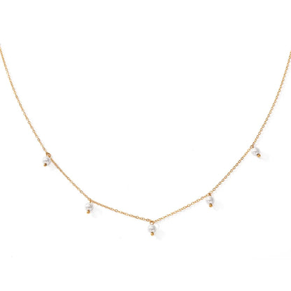 Modessie Stainless Steel  Imitation Pearl Choker Necklaces For Women Girls New Fashion Handmade Short Chain Jewelry