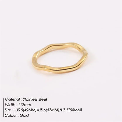 Modessie Gold Color /Silver Color Irregular Wave Rings Trendy Simple Geometric Handmade Jewelry for Women Couple