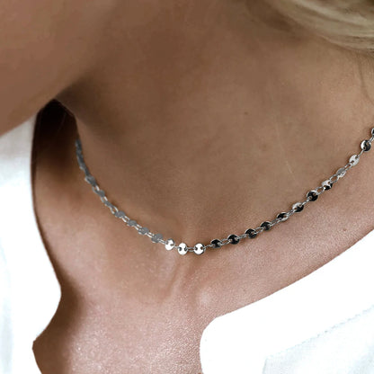 Modessie 4MM Silver Color Stainless Steel Choker Necklace Women Aesthetic Necklaces for Women