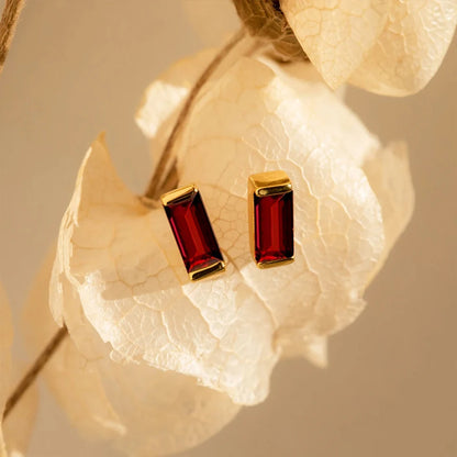 Modessie Stainless Steel Gold-Plated Colorful Birthstone Earrings High-end Rhinestone Jewelry