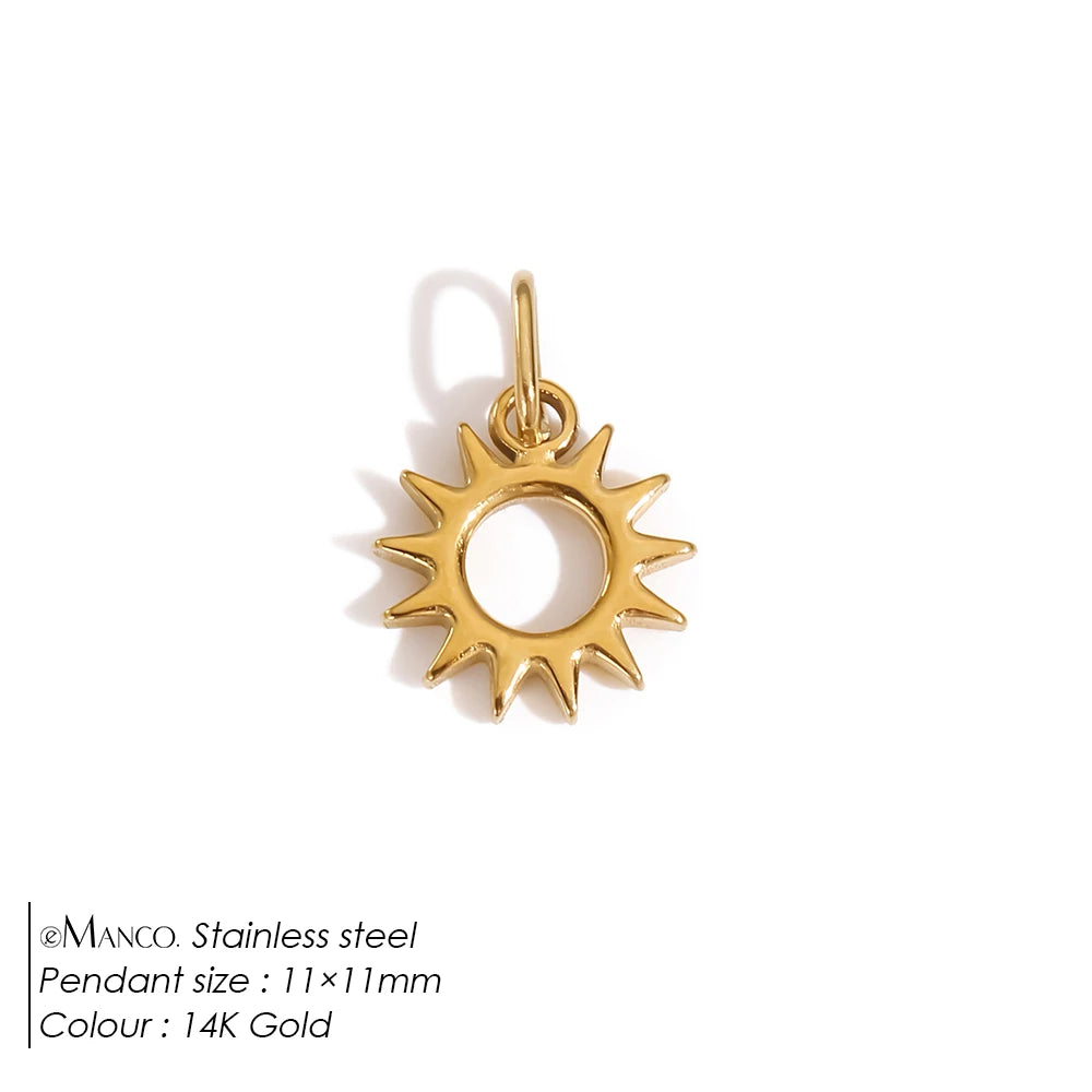 Modessie Star Sun Pendant Charms for Earrings Necklace Making Supplies Stainless Steel Gold-Plated  Diy