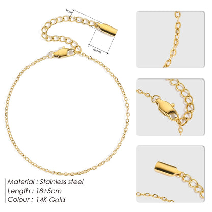 Modessie High Quality Gold-Plated Stainless Steel Fine Chain Anklet Adjustable Classic Upgrade Lobster Buckle Jewelry