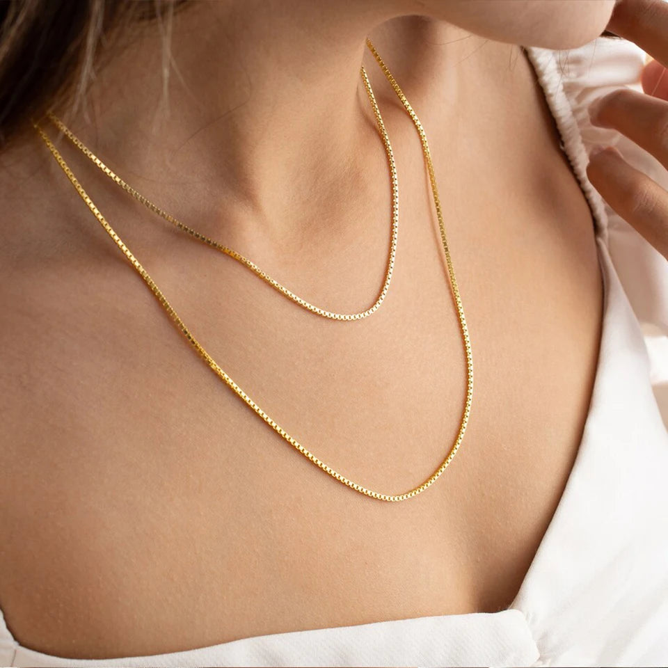 Modessie Men's Box Chain Necklace Stainless Steel Upgrade Lobster Clasp Adjustable Simple Short Accessories