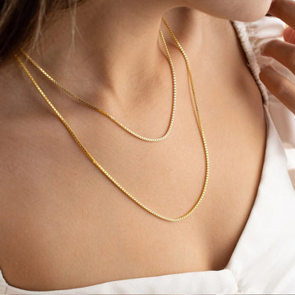 Modessie Men's Box Chain Necklace Stainless Steel Upgrade Lobster Clasp Adjustable Simple Short Accessories