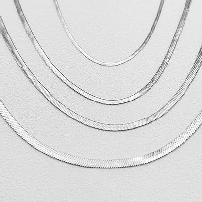 Modessie Unisex Snake Chain Necklace Silver Color Choker Stainless Steel Herringbone Chain Necklace For Women