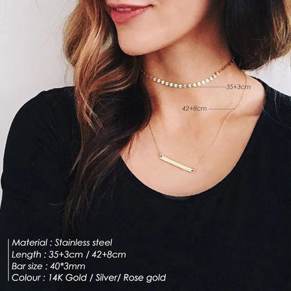 2 PCS Modessie Choker Necklace Women Not Darken Real 316L Stainless Steel Necklace for Women Chain Necklace Fashion Jewelry