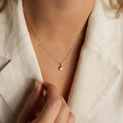 Modessie Birthstone Necklace – 12 Birth Month Colors in Zirconia –  Chain Stainless Steel Pendant Jewelry for Women