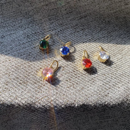 Modessie Stainless  Pendant Necklace Round Zircon Pendant Charms for Diy Necklace Bracelet Jewelry