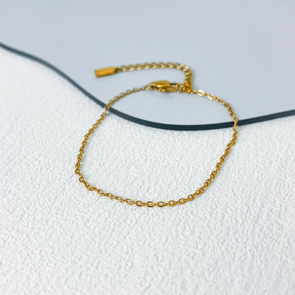 Modessie High Quality Gold-Plated Stainless Steel Fine Chain Anklet Adjustable Classic Upgrade Lobster Buckle Jewelry