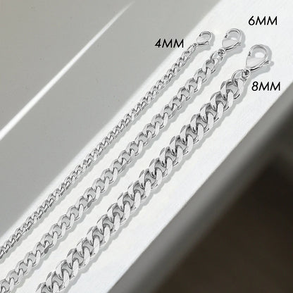 Modessie Silver Color Bracelets Men/ Women  Bracelet Classic Stainless Steel 4MM/6MM/8MM Trendy  Cuban Chain Bracelets