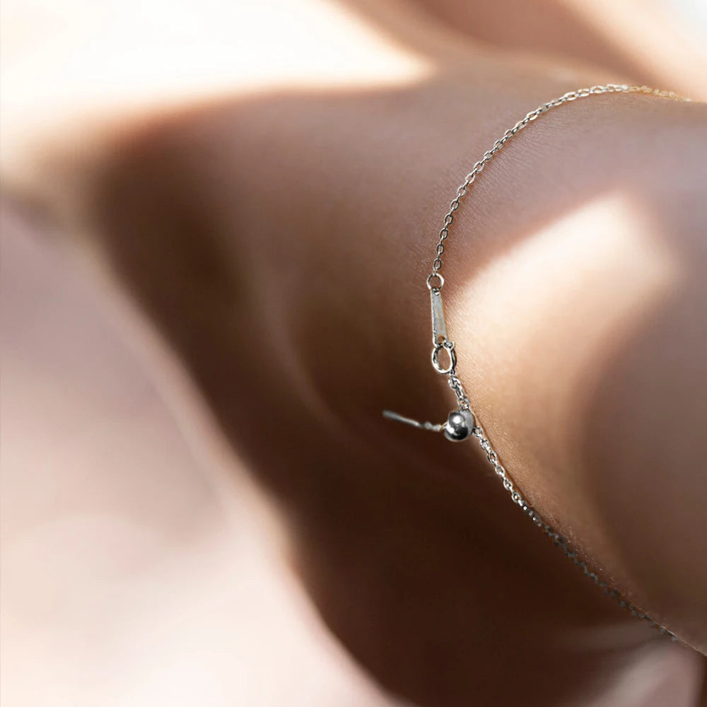 Modessie Silver Color Stainless Steel Anklet Adjustable Simple Chain Women's Fashion Gift 23CM  Dainty Chain  Anklet