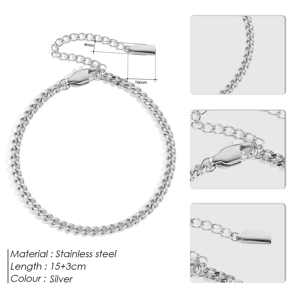 Modessie Classic Cuban Chain Gold-Plated/Silver-Plated Men's Bracelet Stainless Steel Upgraded Lobster Clasp Adjustable